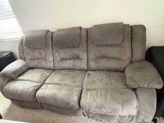 Tan Microfiber Reclining Sofa