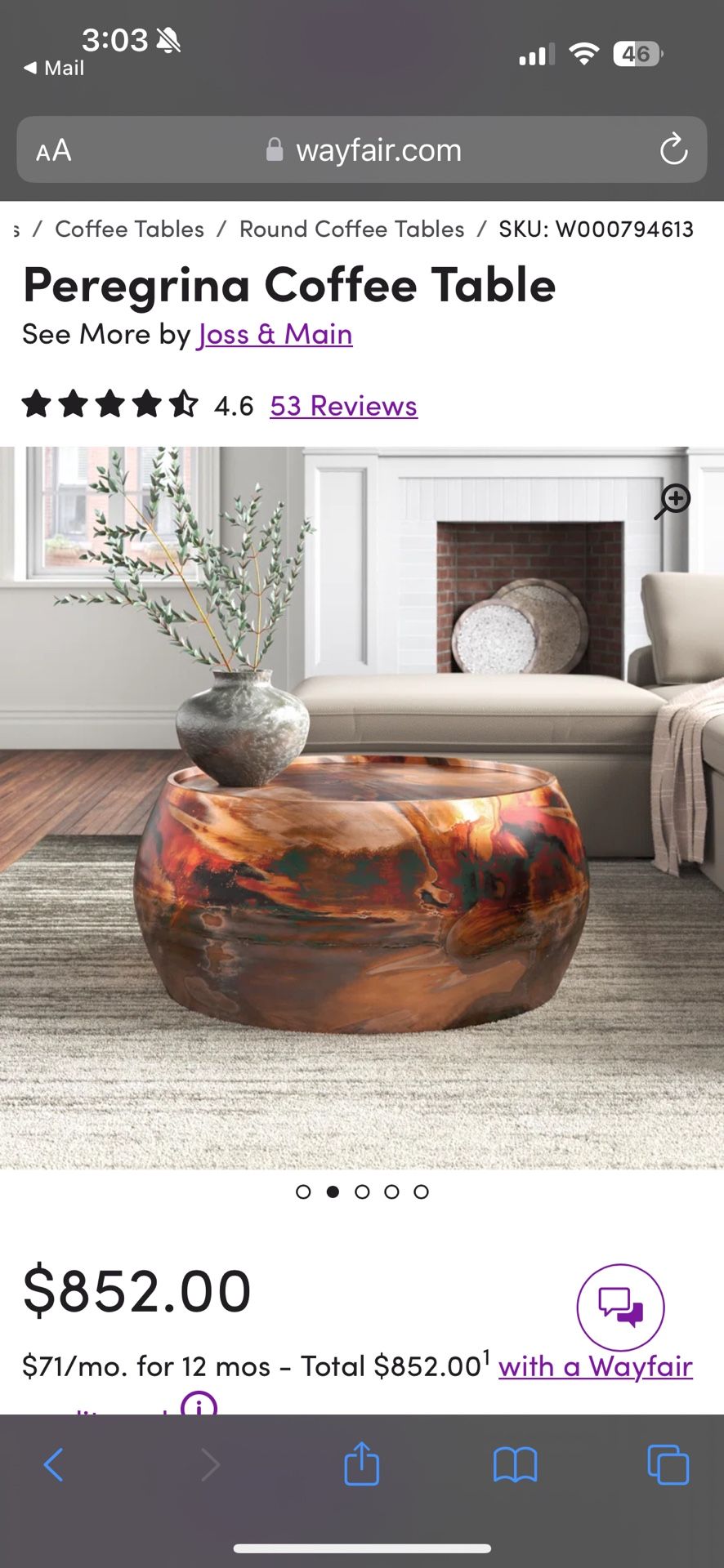 Peregrina Coffee Table New In Box