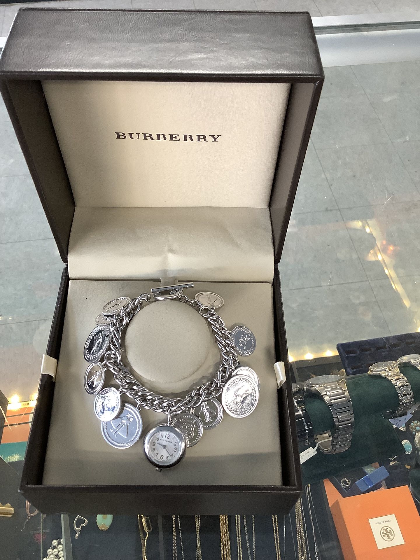 Burberry Lady’s sterling silver coin charm bracelet watch BU5220