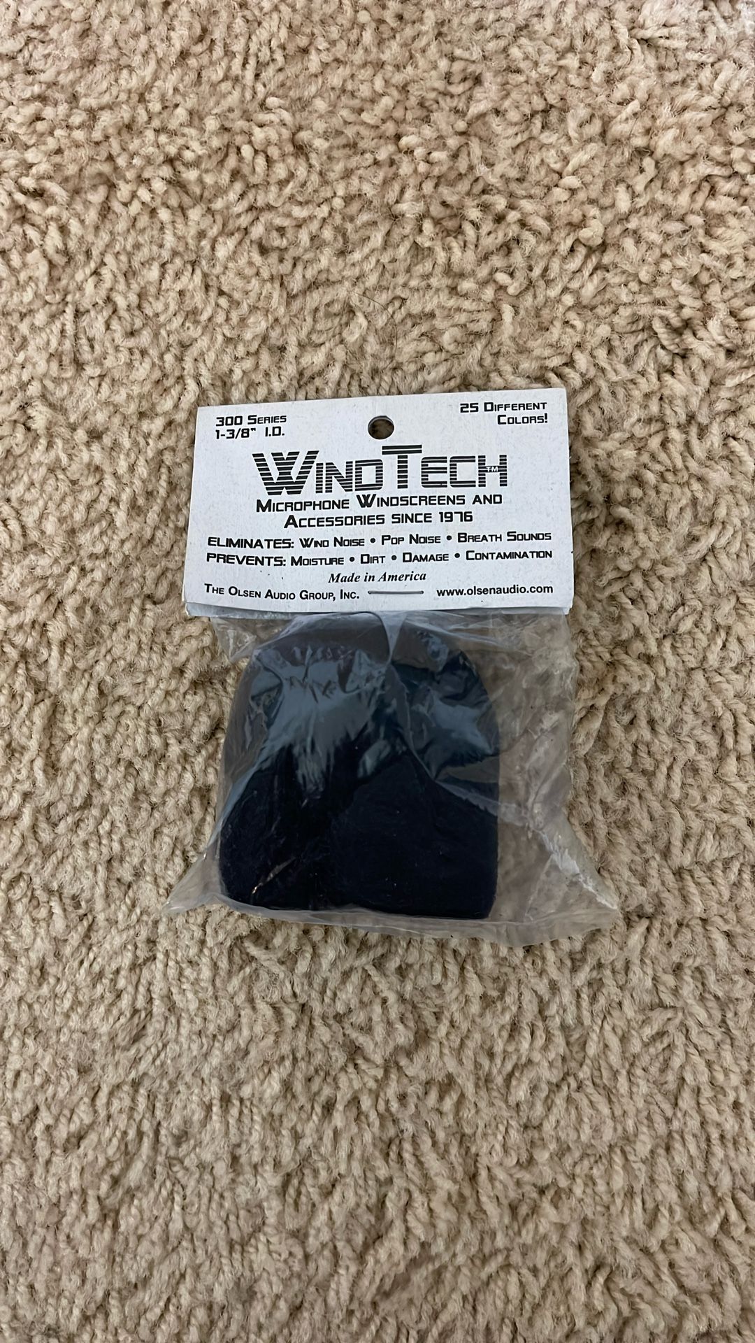VINTAGE MICROPHONE WIND TECH 1100 SERIES WINDSCREEN 1/4" & 3/8" BLACK