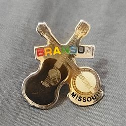 Vtg Branson Missouri Guitar Banjo Lapel Pin