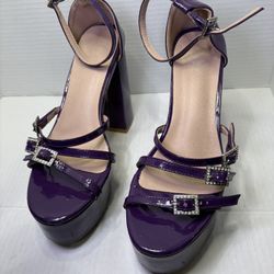 PURPLE PLATFORM HEELS WITH CHUNKY BLOCK