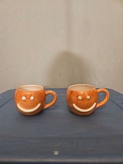 Gingerbread smiley Face Mugs - Set of 2