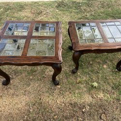 Rare Antique Mahogany Coffee Table And End Table Set 
