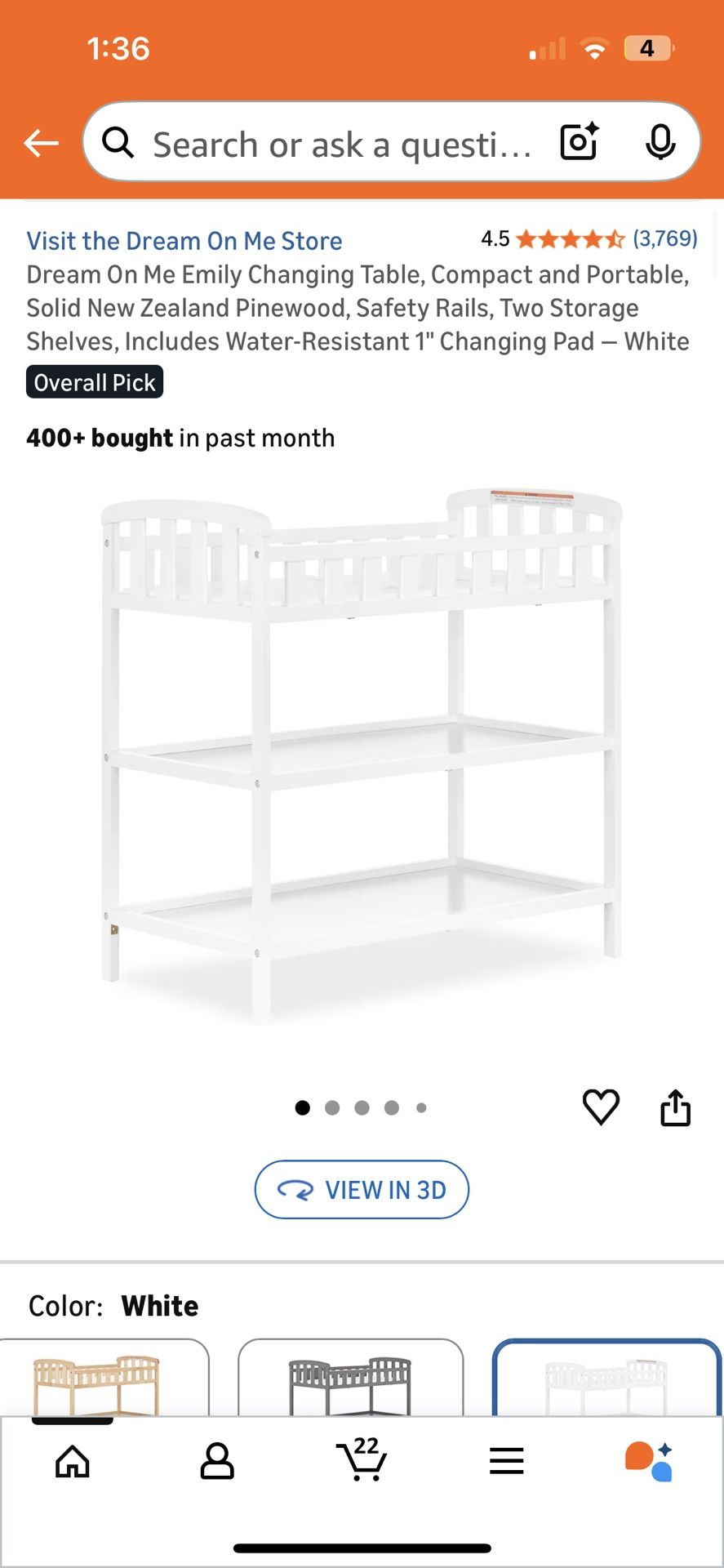 Baby Changing Table- White 