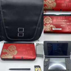 Nintendo 3DS XL Limited Edition Super Mario Bros 2 Red W Charger Case SD Stylus