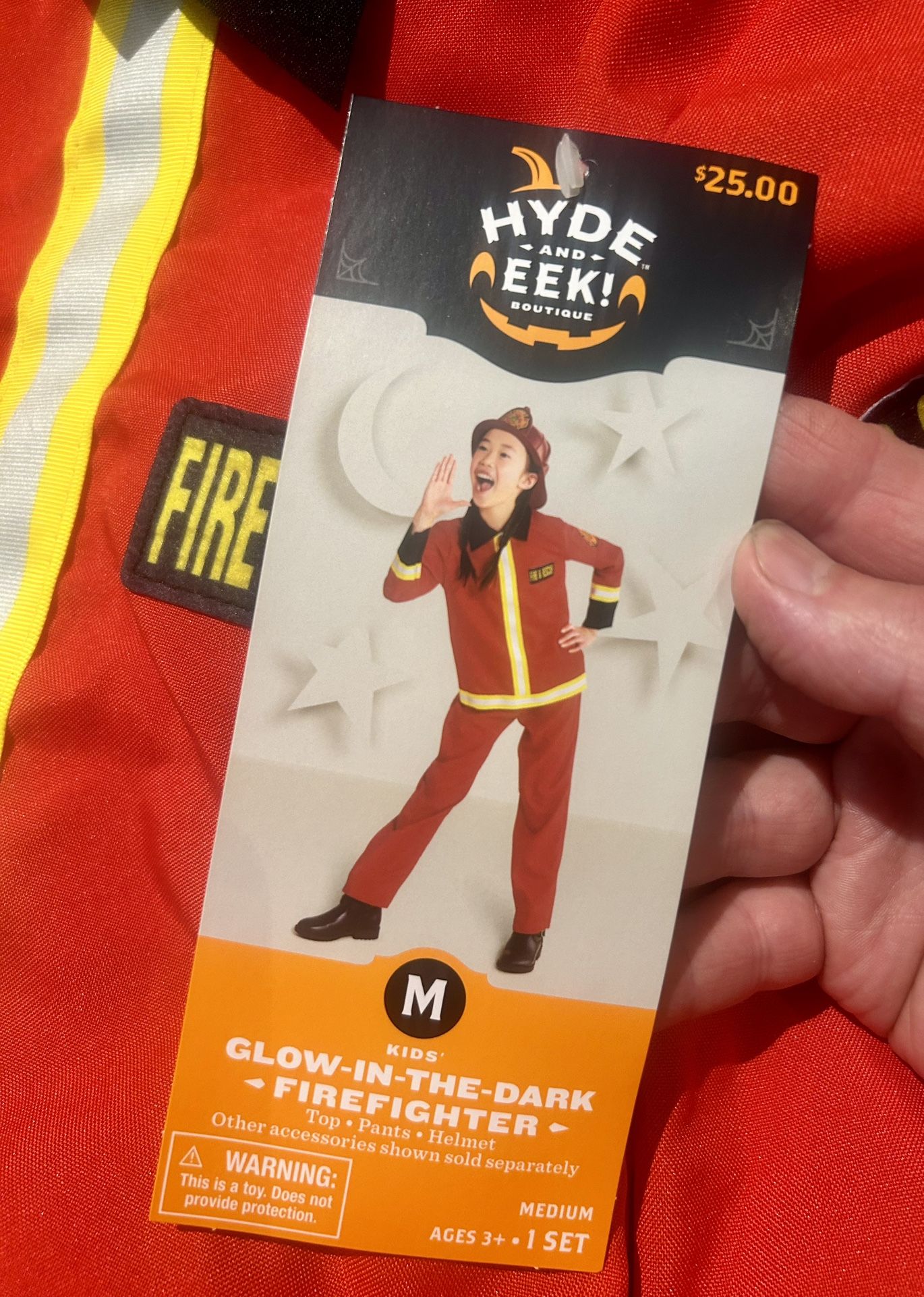 Kids Glow In The Dark Firefighter Costume