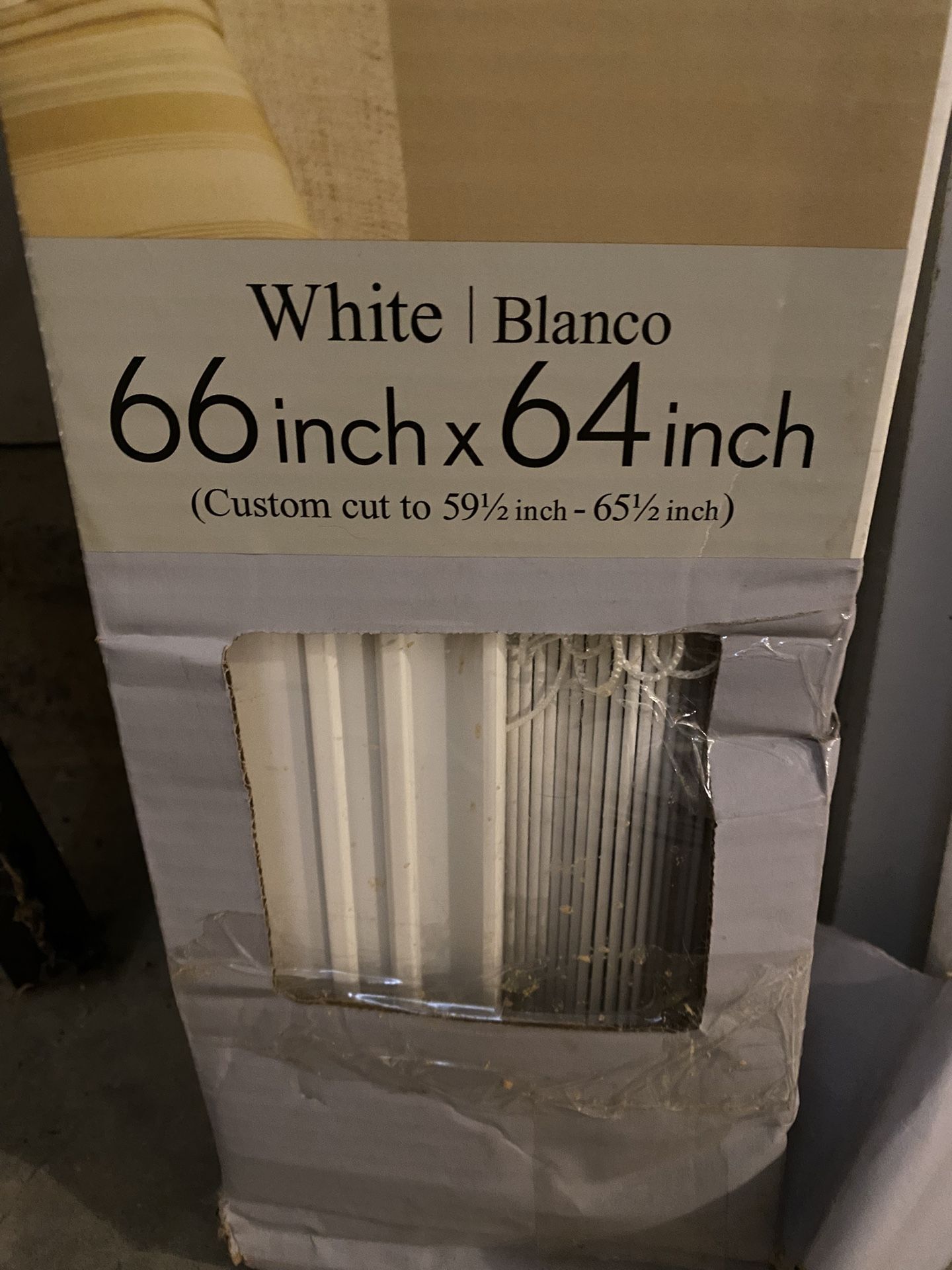 White Faux Wood Blind For Window 66"x64"