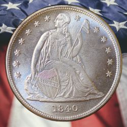 1840 Seated Liberty Dollar Silver Plated Novelty Coin - Unc