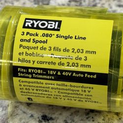 NEW! RYOBI Replacement Twisted 0.080 in. Auto Feed Line Spools (3-Pack)