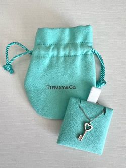 Tiffany & Co. Sterling Silver Small Key Heart Pendant Necklace - 16"