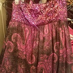 Womens Pink Paisley Sequin Maxi Dress