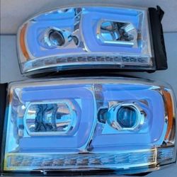 06-08 Dodge Ram LED DRL Projector Headlights Luces Calaveras Micas Faros Focos Faroles Headlamps