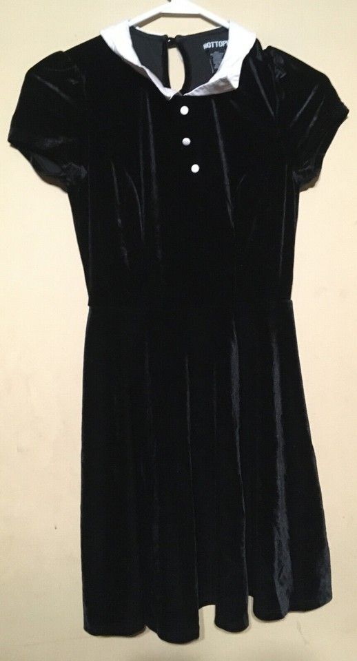 Hot Topic Wednesday Addams Dress Extra Small XL Black Velvet Collar