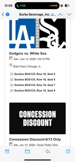 4 Sox tickets vs dodgers