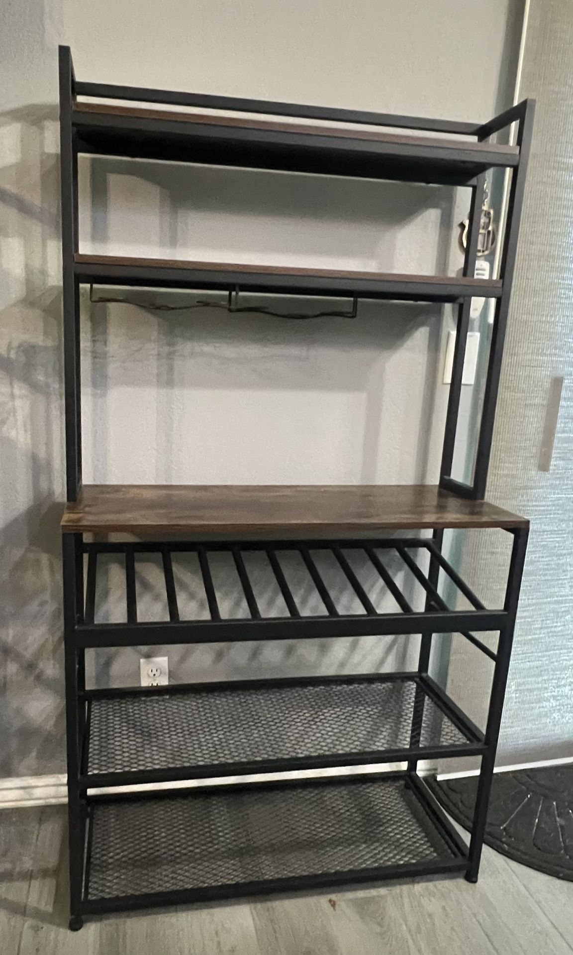 Kitchen Baker’s Rack with Storage and Wine Rack