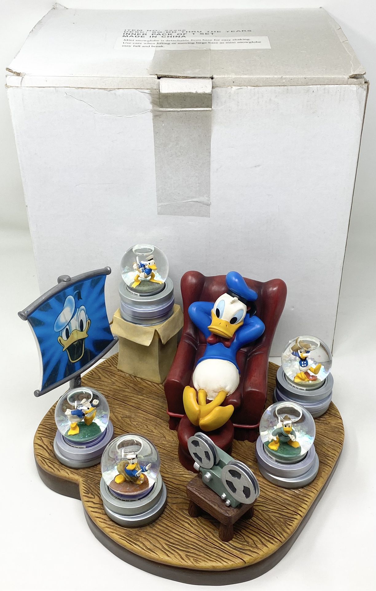 RARE Disney's Donald Duck Through The Years Mini Snow Globe Set - 22296