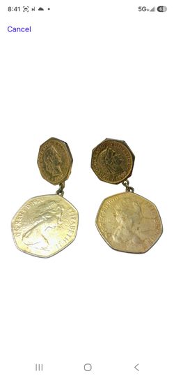 Vintage Coin Drop Clip On Earrings