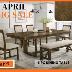 6 PC DINING TABLE SET 
