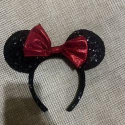 Minnie Mouse Red Bow Sequined Ears Headban
