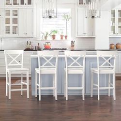 White Wood Counter Stools Set of 3