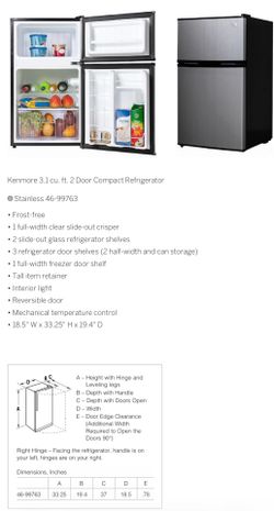 Kenmore 3.1 Cu Ft Mini Fridge – Open Box Never Used