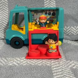 isher-Price Little People Serve It Up Food Truck Musical Toddler Toy Vehicle with 2 Figures