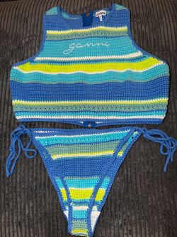 Ganni Striped Crochet Bikini Set