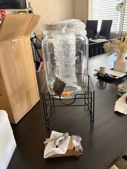 Glass Drink Dispenser with Stand