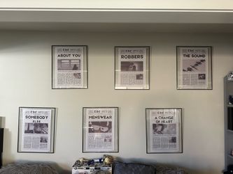The 1975 Framed Lyric Newspaper Style Posters
