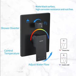Casta Diva Rain Shower Head with Handheld Spray, Square, Black | CD-S02B