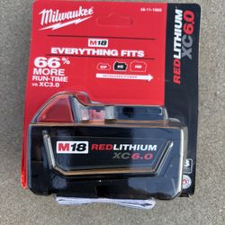 Milwaukee M-18 6.0 Red lithium XC6.0 Battery 