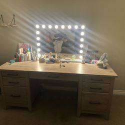 Desk With File Cabinet 