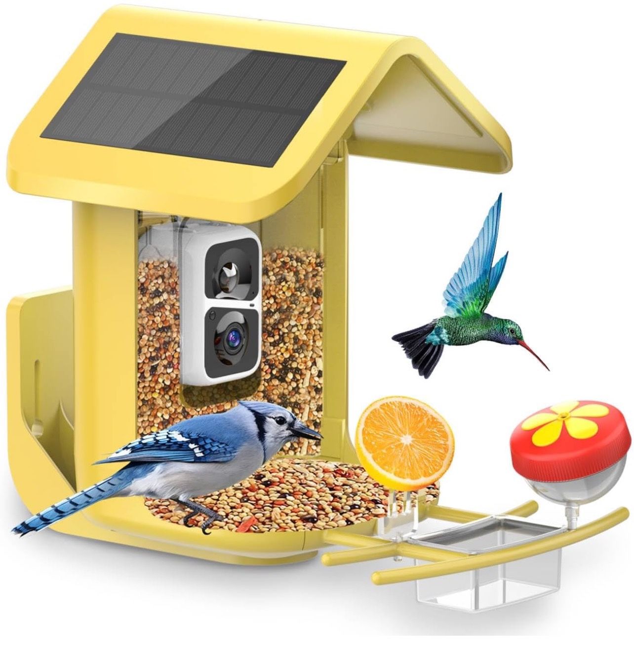 Bird Feeder with Camera Solar Powered : Smart Camera Bird Feeder 2K Live Steam for Outdoor, 5MP Photos, AI Identification, 1.8L Large Capacity, Gifts 