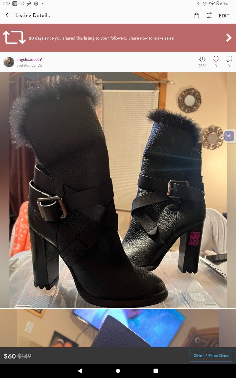 Calvin Klein Black Leather Heel Boots