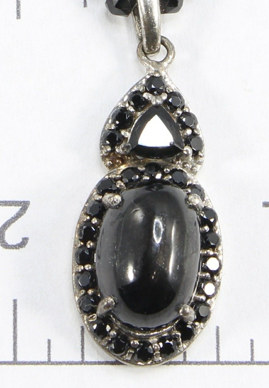 Indian Black Star Diopside Pendant 8.5ct w Thai Black Spinel Platinum Over Sterling Silver w 20in Chain