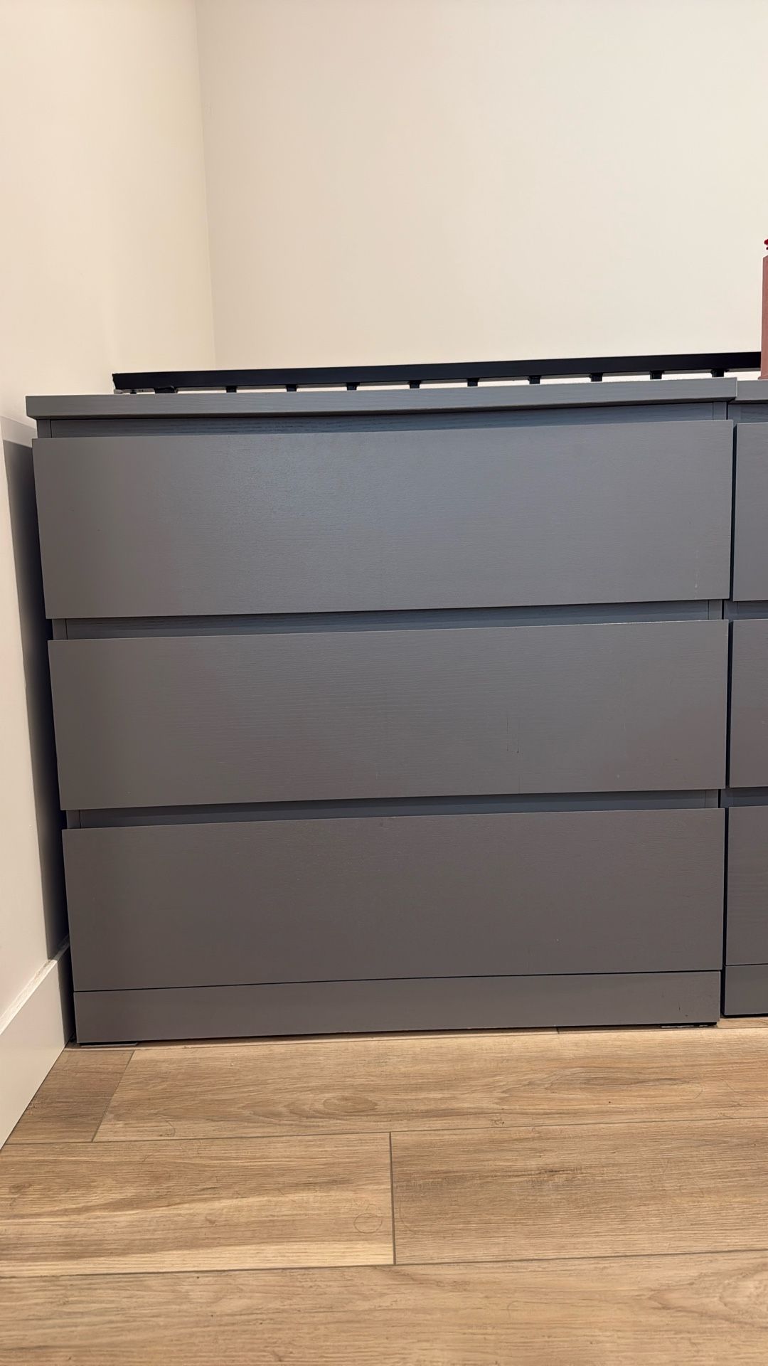 IKEA grey 3 drawer dresser – sturdy, clean, and ready to go!