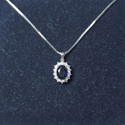 Blue & White Sapphire Necklace