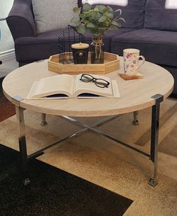 Round Coffee Table with Chrome Base