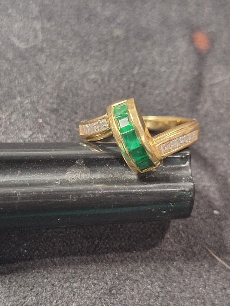 18k Esmeraldas Y Diamantes 