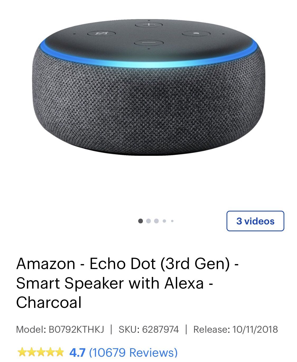 AMAZON - ECHO DOT ( 3rd GEN ) smart speaker with alexa