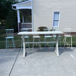 Outdoor High Top Table W/ 6 Chairs