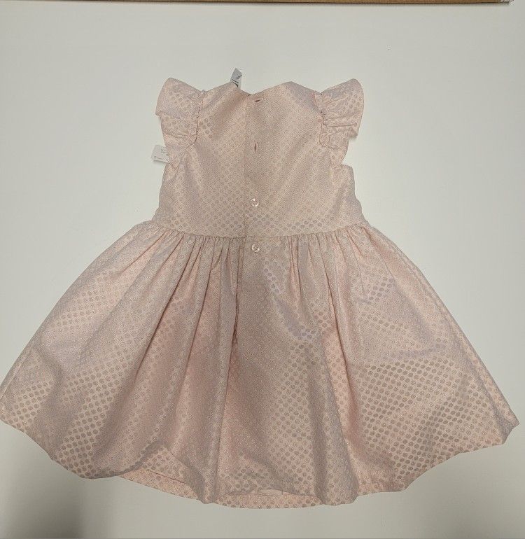 Carter's Baby Girl Pink and Rose Gold Polka Dot Dress | Size 12 Months