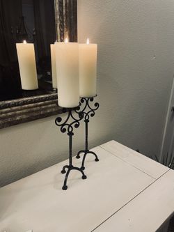 💥wrought Iron 3 Legged Candle Sticks
