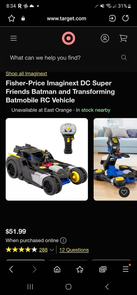 Fisher-Price Imaginext DC Super Friends Batman and Transforming Batmobile RC Vehicle