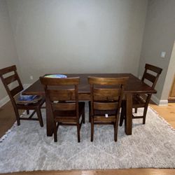 World Market Dining Room Table + 4 Chairs & Bench (used) 