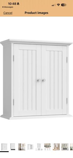 Bathroom Wall Cabinet with 2 Doors, Over The Toilet 8.8"D x 21.1"W x 24"H, Medicine Cabinet, Adjustable Shelves, Cupboard, White