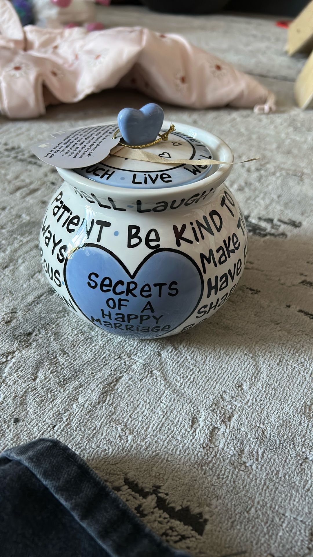 Newlywed cookie jar with customizable notes