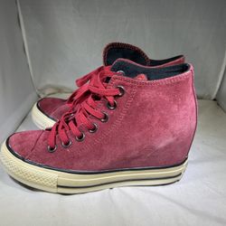 PreOwned Converse Chuck Taylor Lux Heel Wedge Red Suede Sneaker Women's 5.5