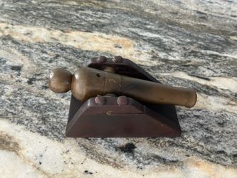 Antique Brass Cannon Figurine on Base